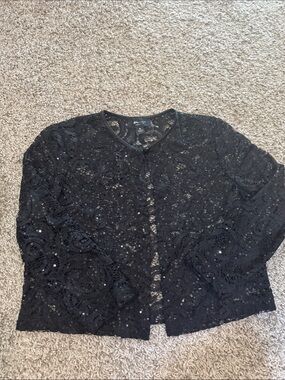 Ronni Nicole Black Lace Sequin Cardigan